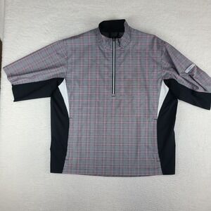 FJ Sweater Mens XL Gray Black Plaid Dryjoys Hydrolite Performance FJ Tech Golf *